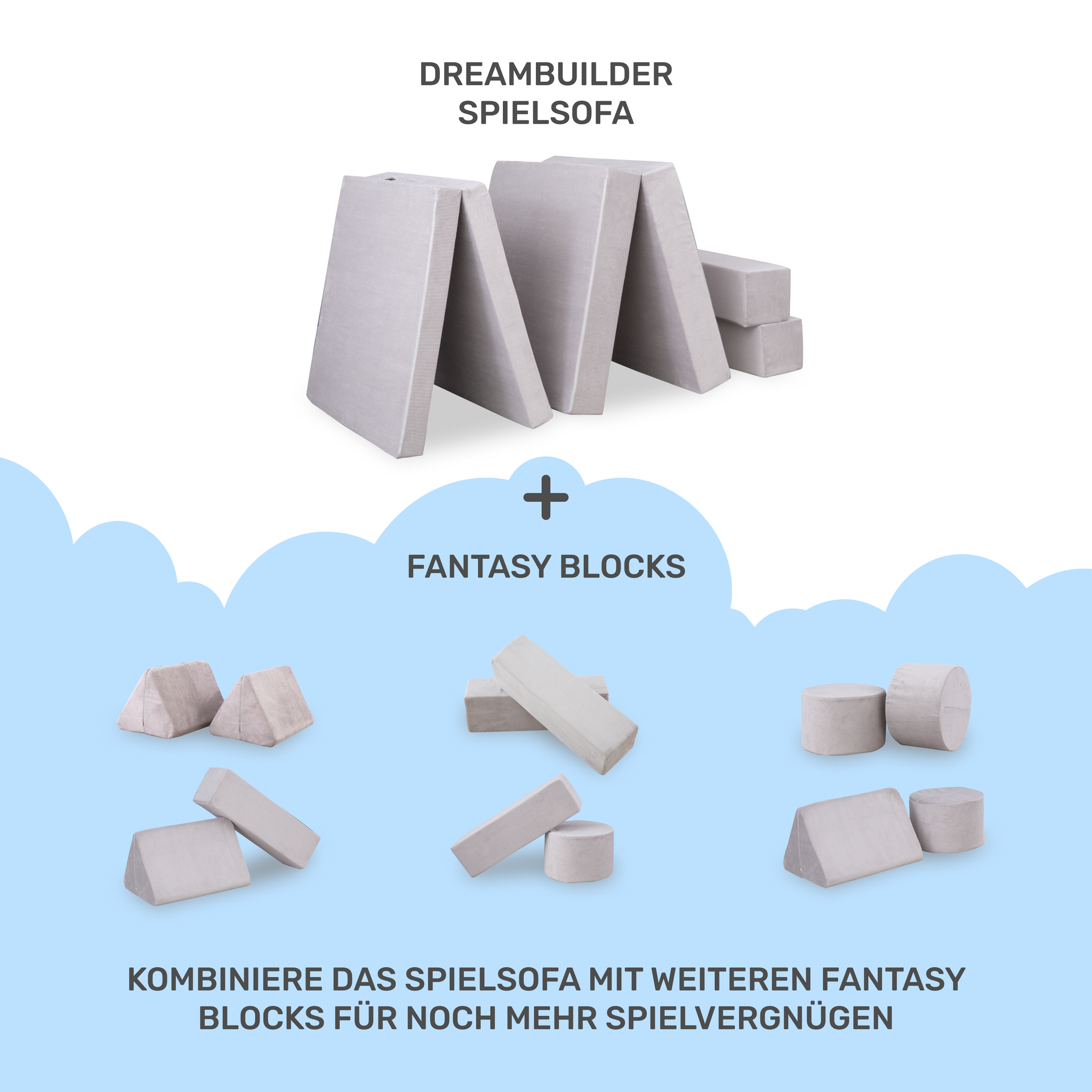 Dailydream Fantasy Blocks per Dreambuilder Divano da Gioco per Bambini, Grigio