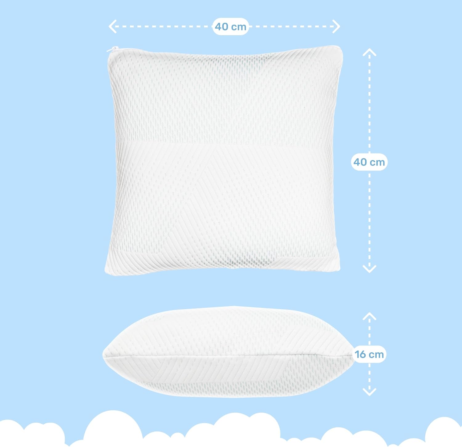 Dailydream SnuzzleCloud Memory Foam Kissen, ergonomisches Nackenstützkissen, 40x40x16 cm, Weiß