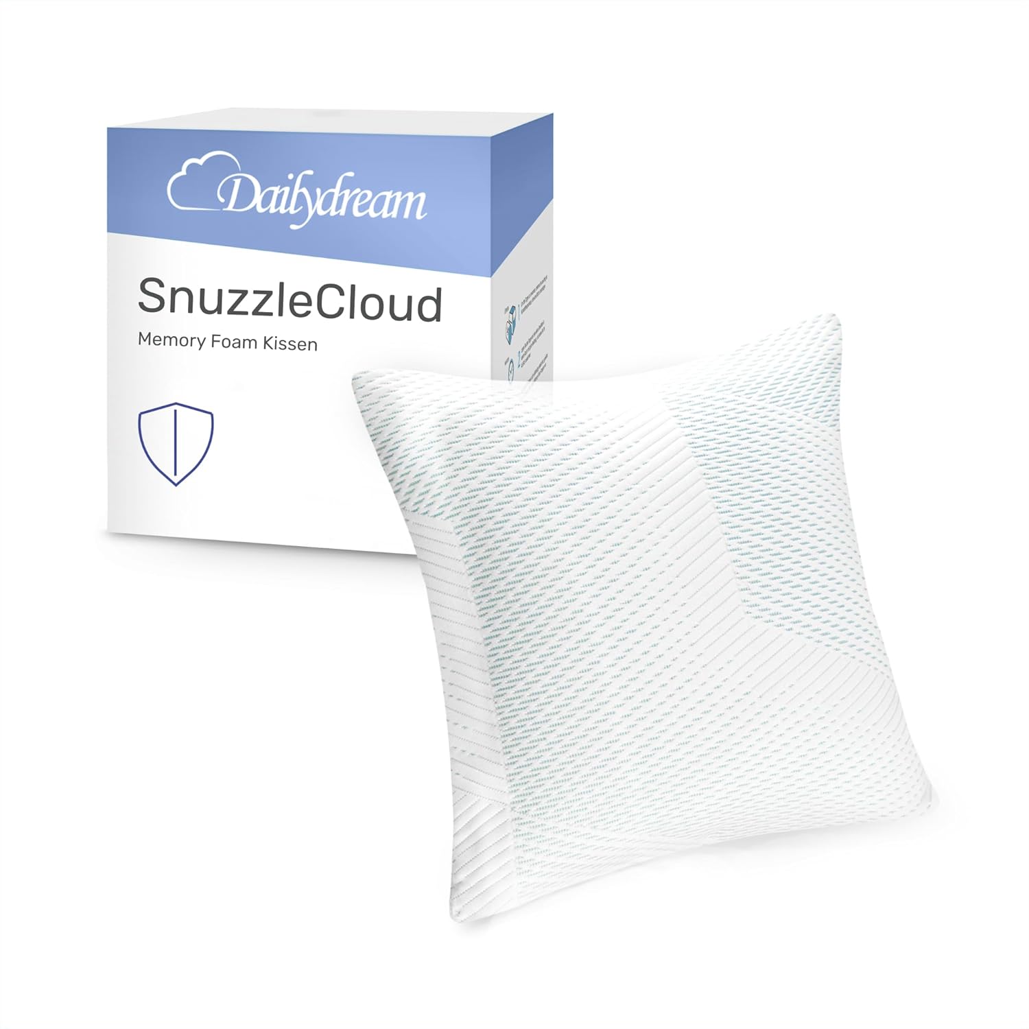 Dailydream SnuzzleCloud Memory Foam Kissen, ergonomisches Nackenstützkissen, 40x40x16 cm, Weiß