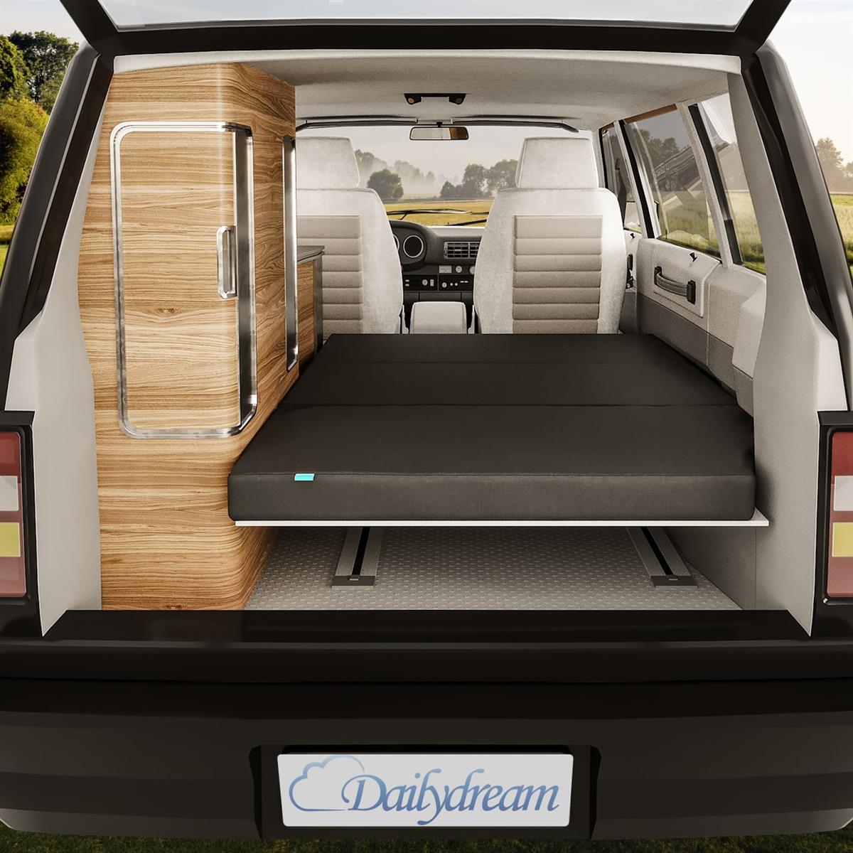 Cubrecolchón Dailydream Camper Modelo 1 para VW T5, T6, Multivan, California Beach y Caravelle, 115x195x6,5cm, gris