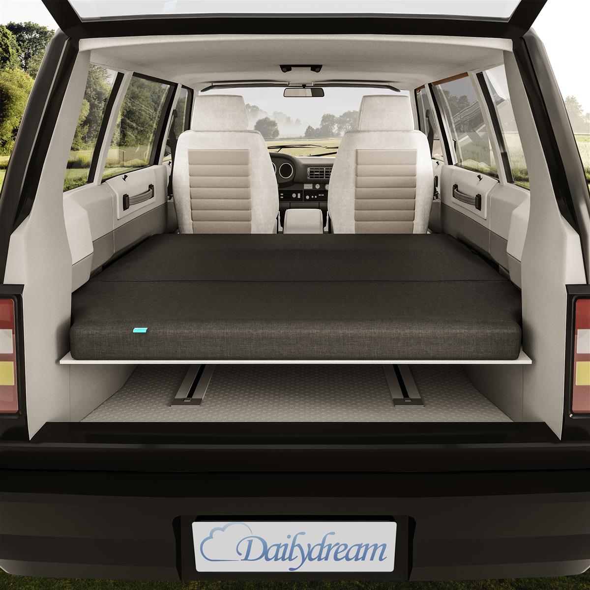 Dailydream Coprimaterasso camper Modello 2 per VW T5, T6, Multivan, California Beach e Caravelle, 148x185x7,5 cm, grigio