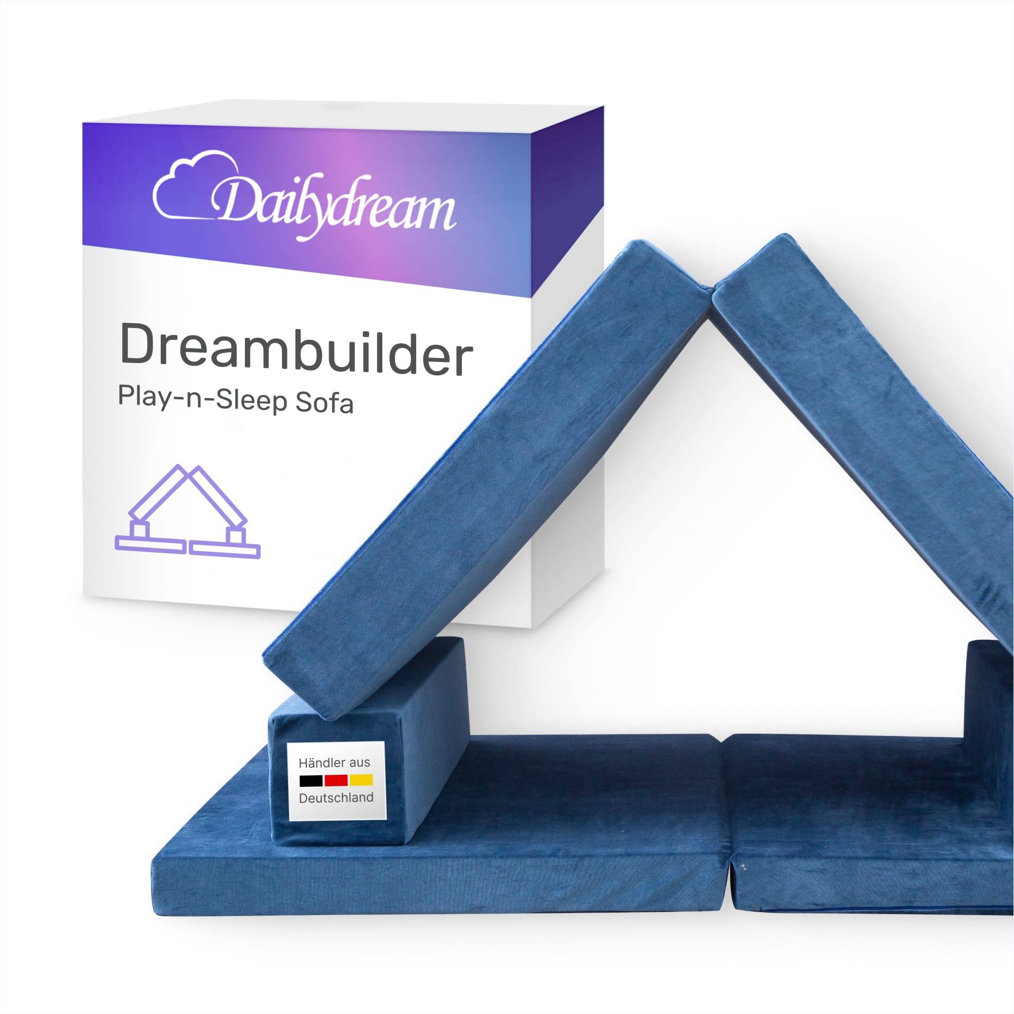 Dailydream Dreambuilder Play-n-Sleep Spielsofa für Kinder, 168x84x55 cm, Blau