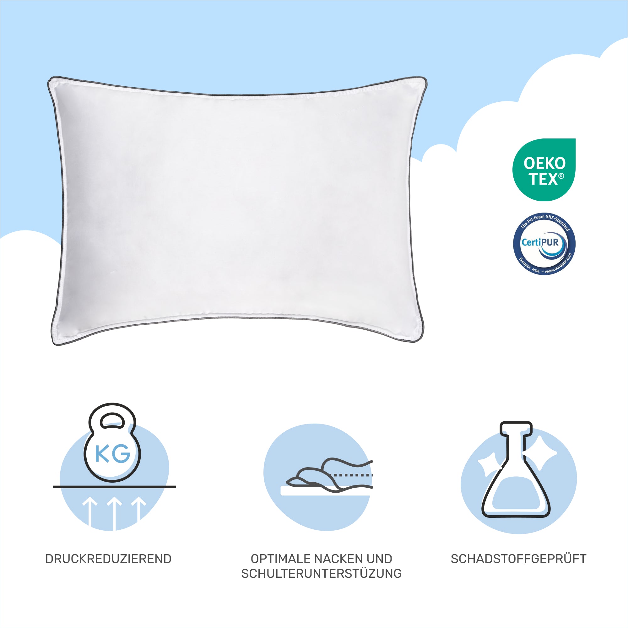 Almohada Dailydream CozyCloud Premium de microfibra con núcleo viscoelástico regulable en altura, 65 x 45 cm