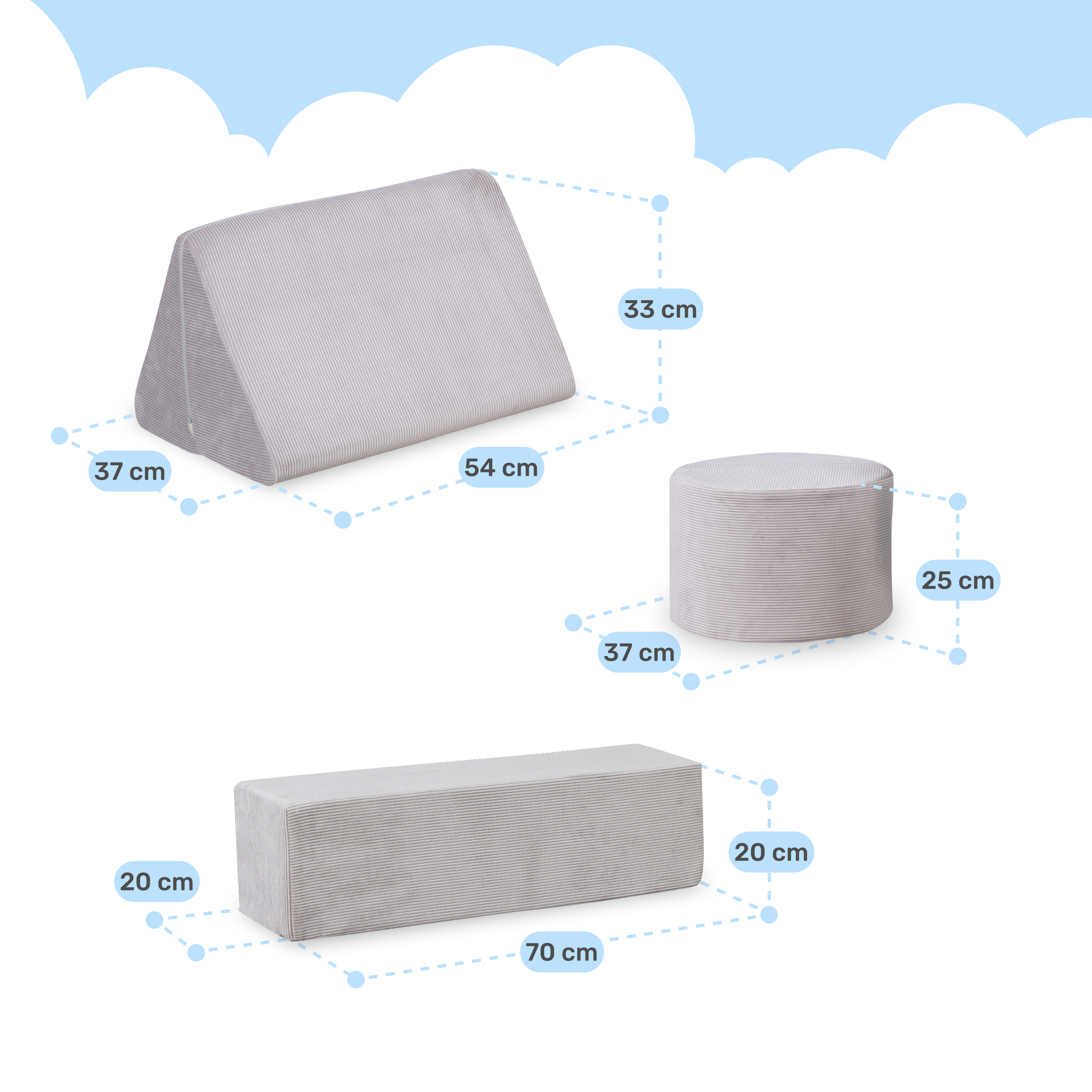 Dailydream Fantasy Blocks per Dreambuilder Divano da Gioco per Bambini, Grigio