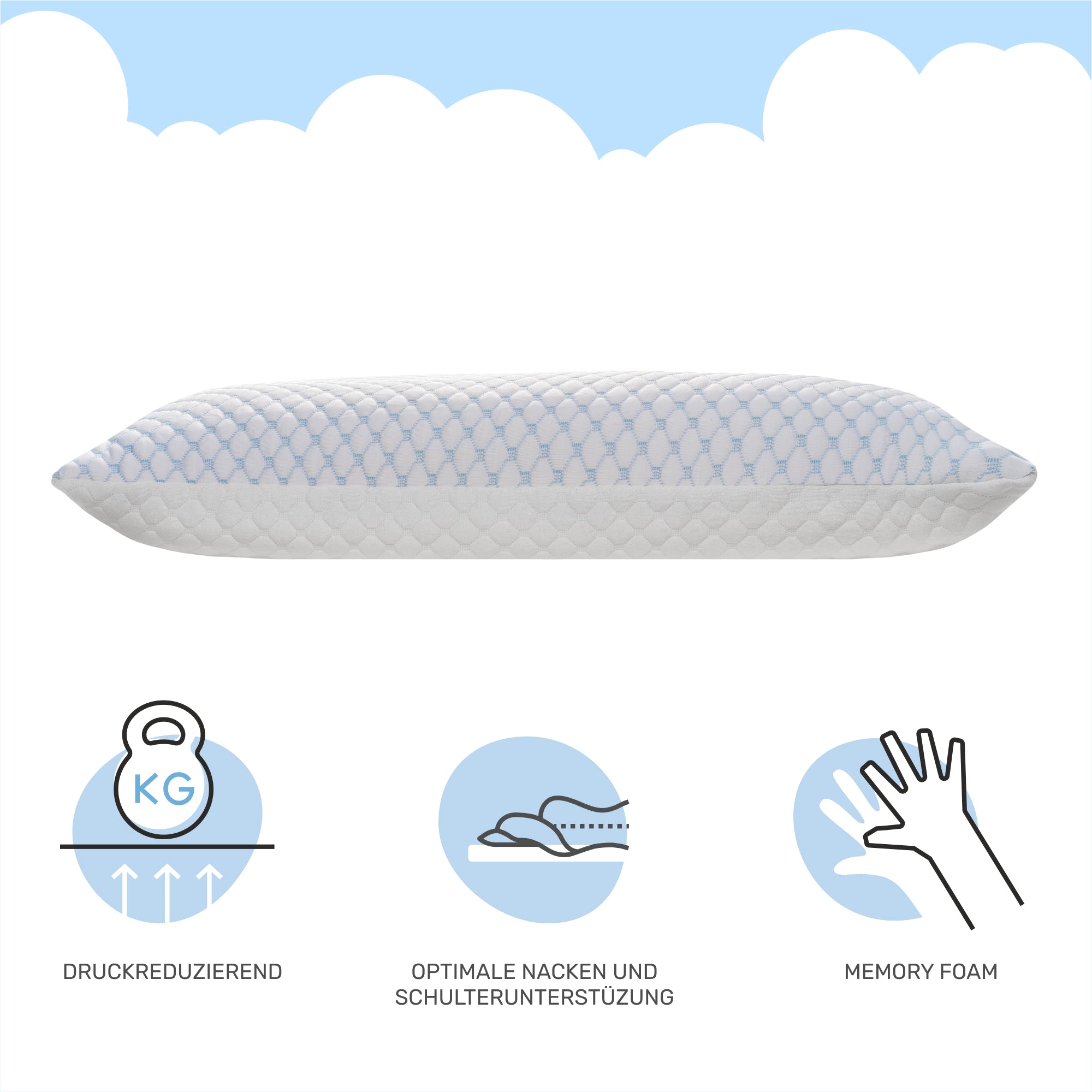 Dailydream FlexiCloud Nackenstützkissen mit SENSICE™, Memory Foam, Anpassbare Kissenfüllung, 80x40cm, weiß