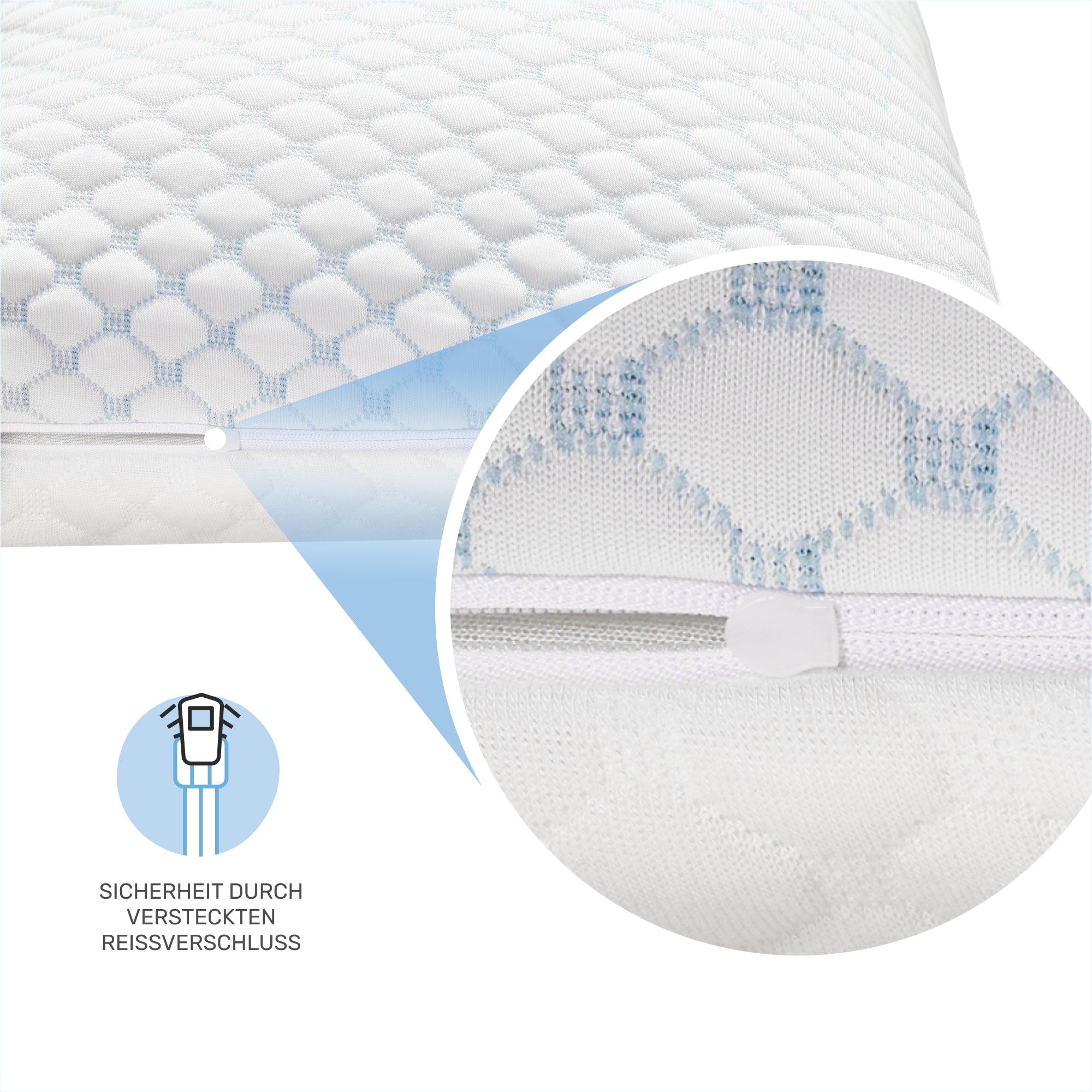 Almohada de soporte para el cuello Dailydream FlexiCloud con SENSICE™, espuma viscoelástica, relleno de almohada ajustable, 80x40 cm, blanco