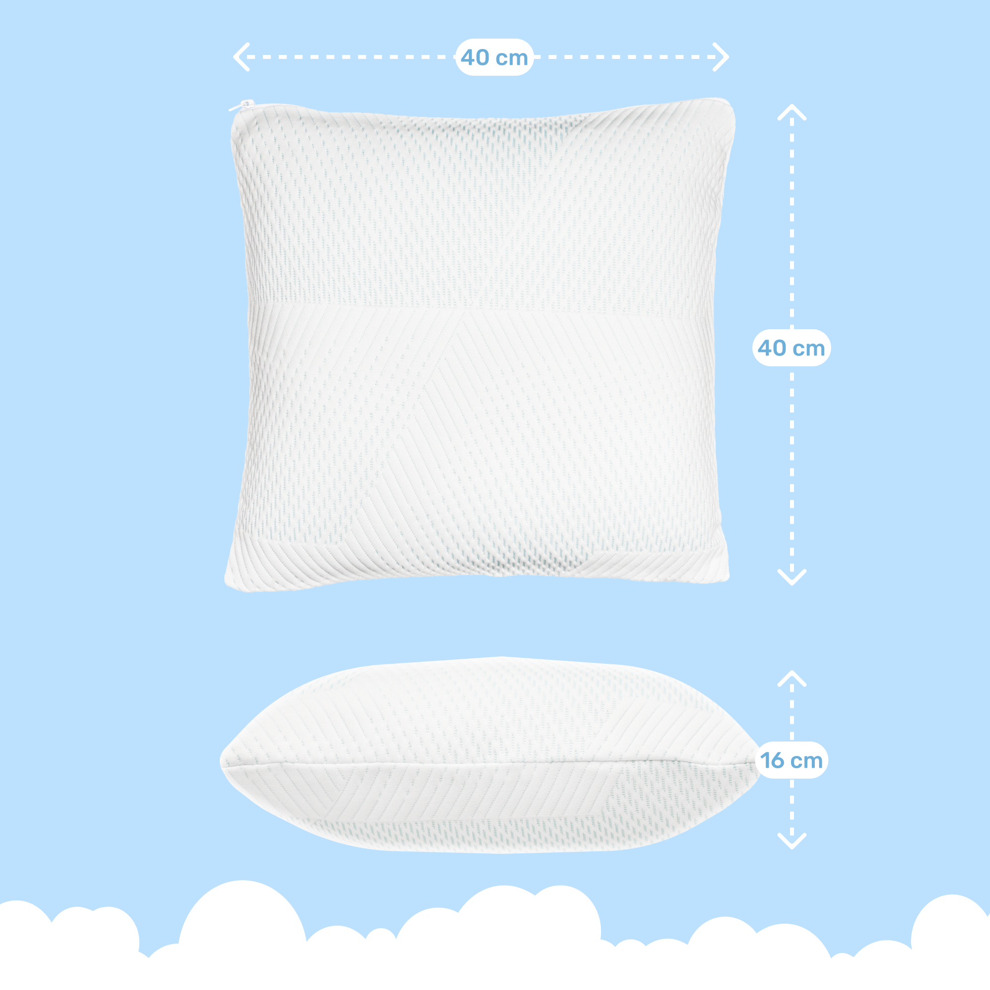 Dailydream SnuzzleCloud Cuscino in Memory Foam, Cuscino ergonomico per il supporto del collo, 40x40x16 cm, Confezione da 2, Bianco