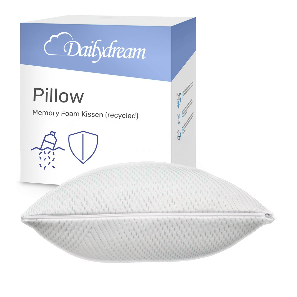 Dailydream Memory Foam Kissen, ergonomisches Nackenstützkissen mit Anti-Virus Bezug, 80x40x20 cm, Weiß