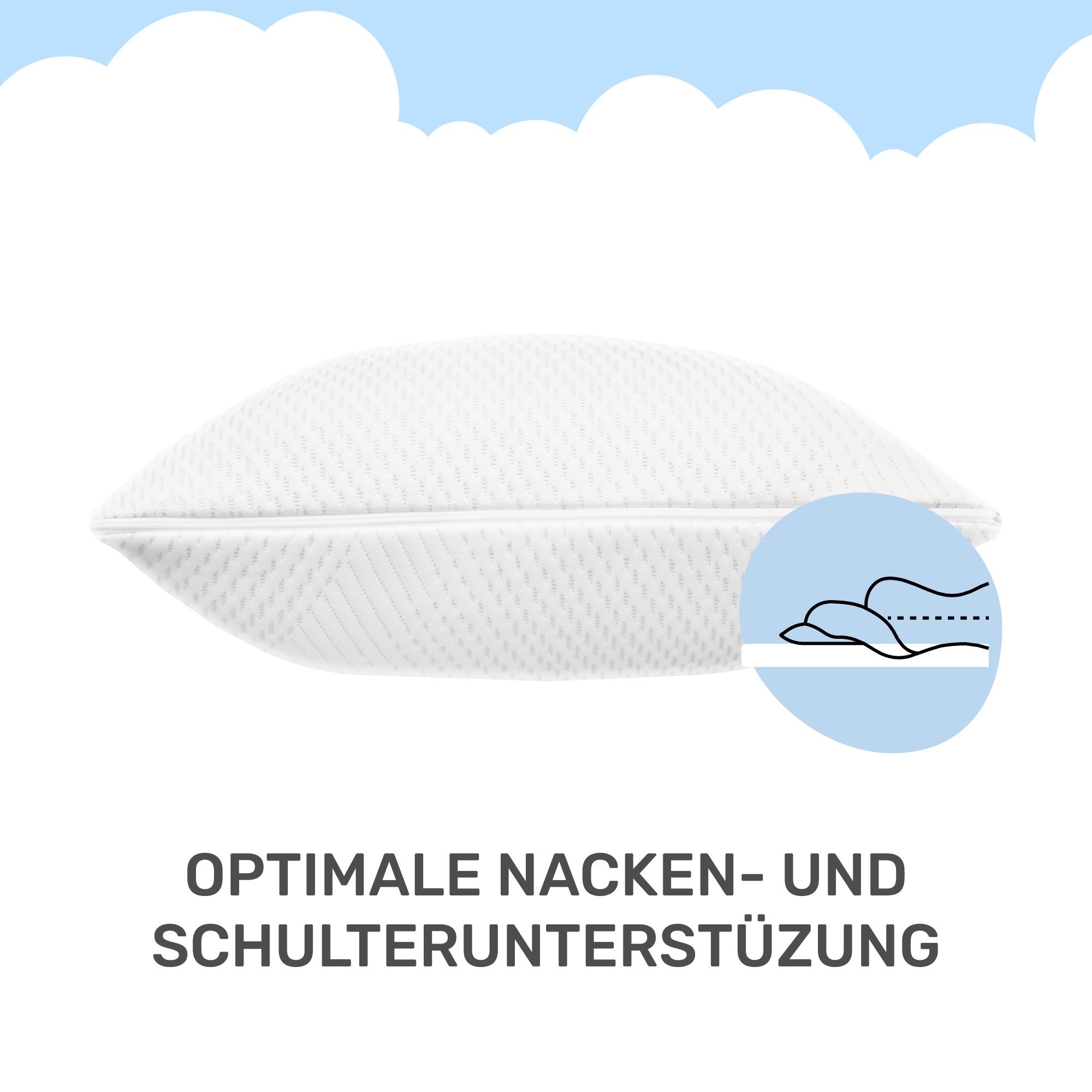 Dailydream SnuzzleCloud Cuscino in Memory Foam, Cuscino ergonomico per il supporto del collo, 80x40x20 cm, Confezione da 2, Bianco